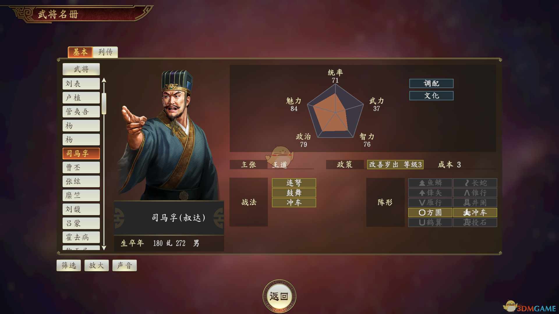 《三国志14》司马孚武将点评