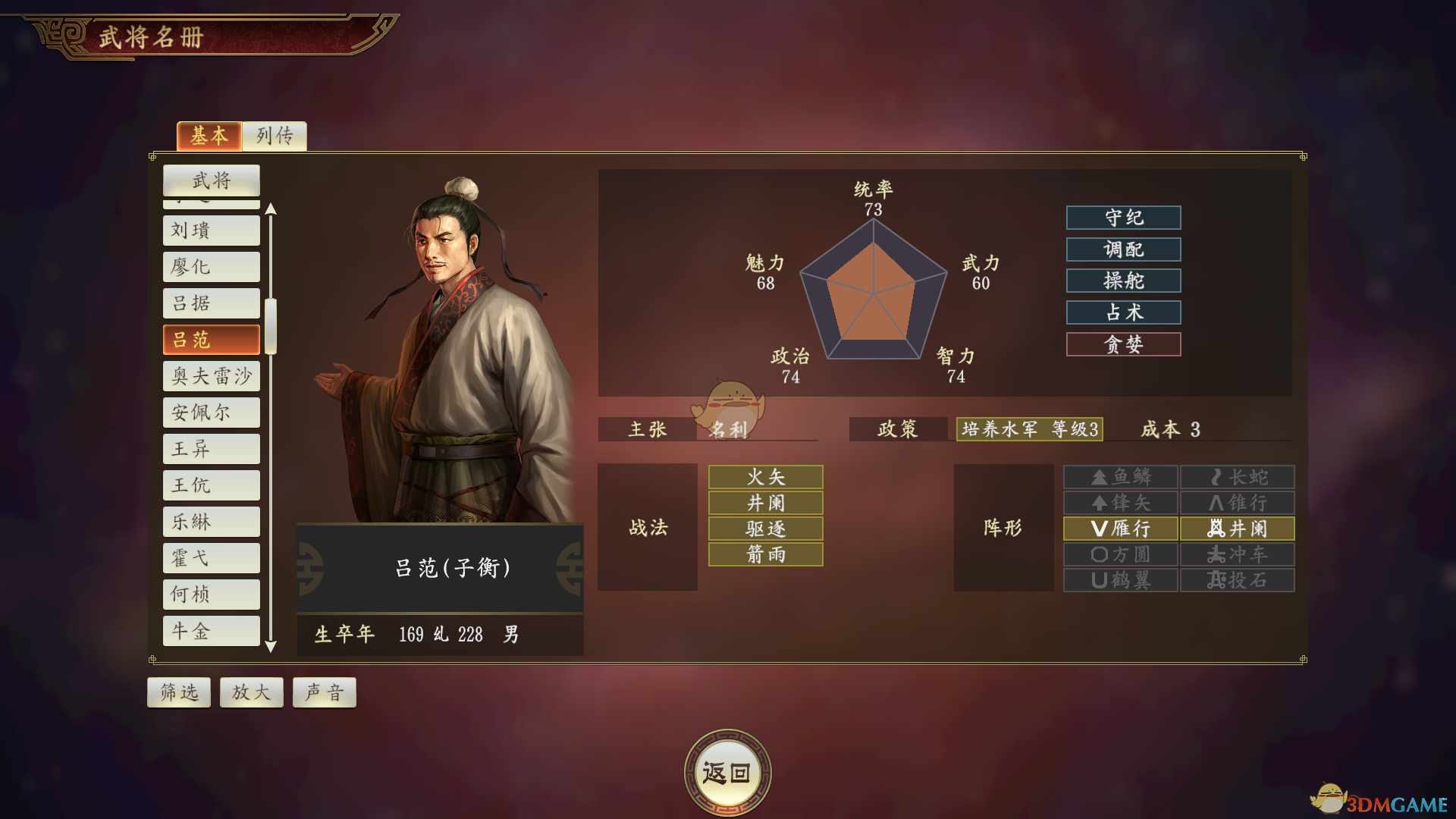 《三国志14》吕范武将点评