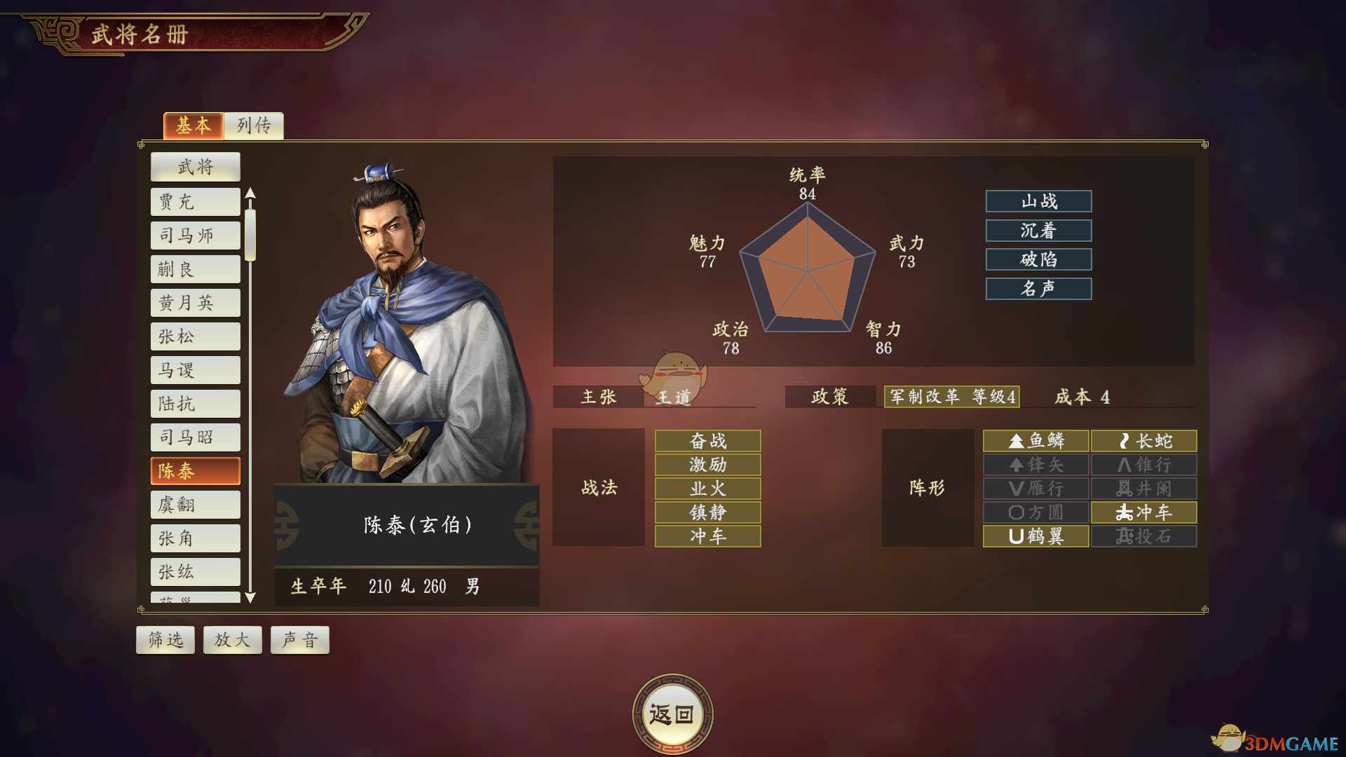 《三国志14》陈泰武将点评