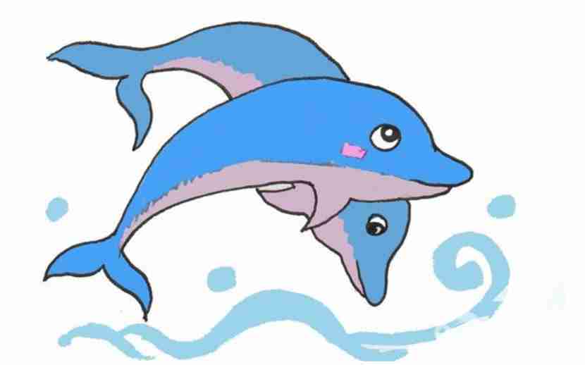 海豚儿童画教程
